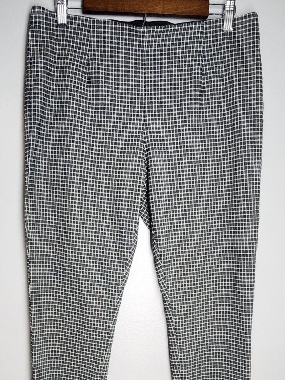 Calvin Klein Black White Micro Check Pull On Ankle Pants Size 14